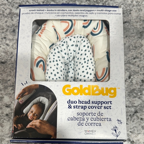 Goldbug CarSeat head support & CarSeat strap covers. - Picture 2 of 3